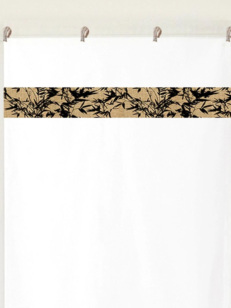 Vitrage droit en jute imprimé   Blanc