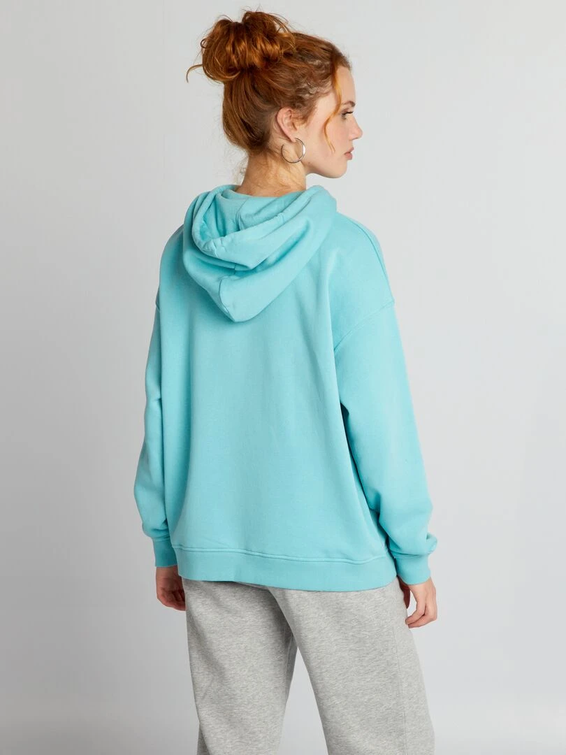 Sweat à capuche en molleton uni   Bleu