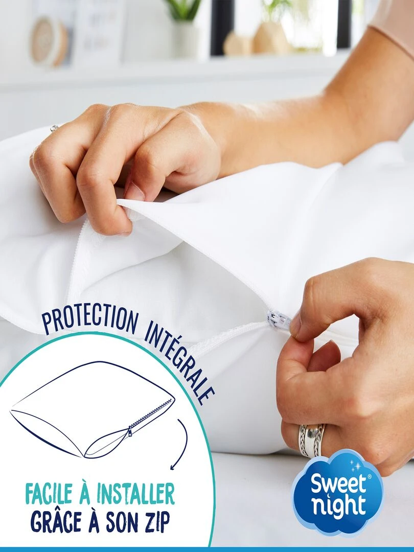 Lot de 2 protèges oreillers imperméables Blanc