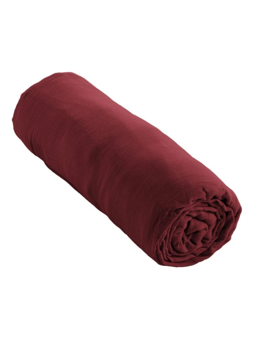 Drap Housse Double Gaze Coton Gaia Rouge