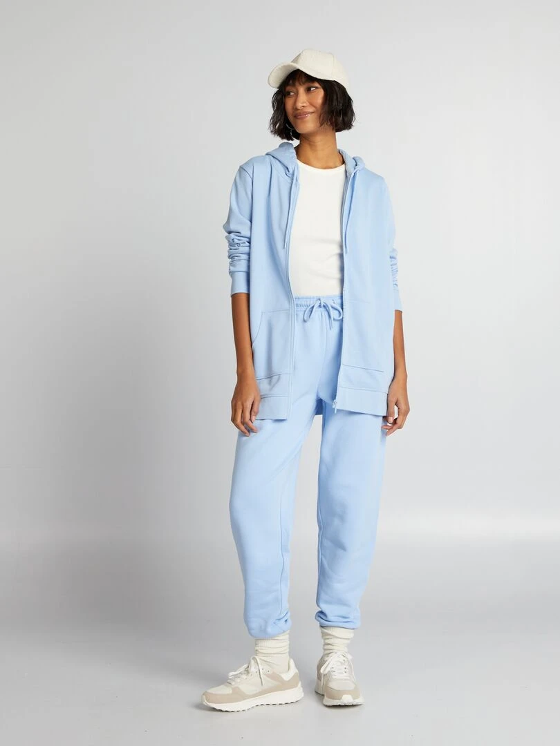 Sweat zippé à capuche   Bleu