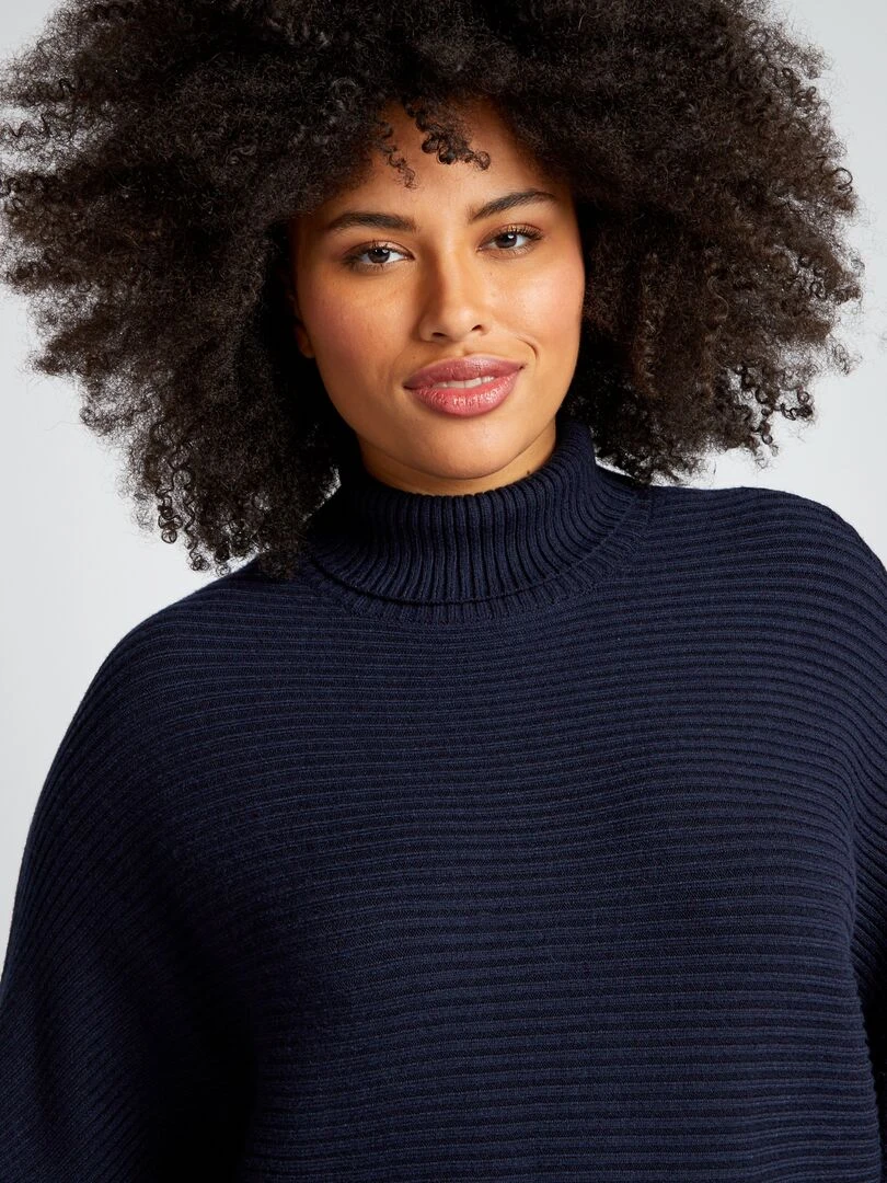 Robe longue à col roulé   bleu marine