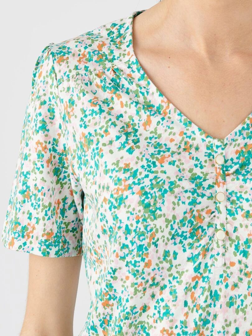Tee shirt imprimé coton/modal manches courtes Damart Blanc