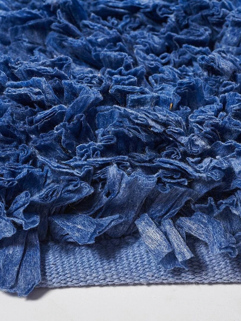 Tapis enfant Fait main CARMENA Bleu 120x160 Lavable 30° en coton   Bleu