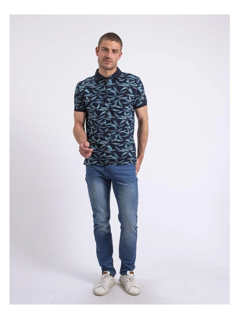 Polo manches courtes motifs PABRUNO   Bleu marine