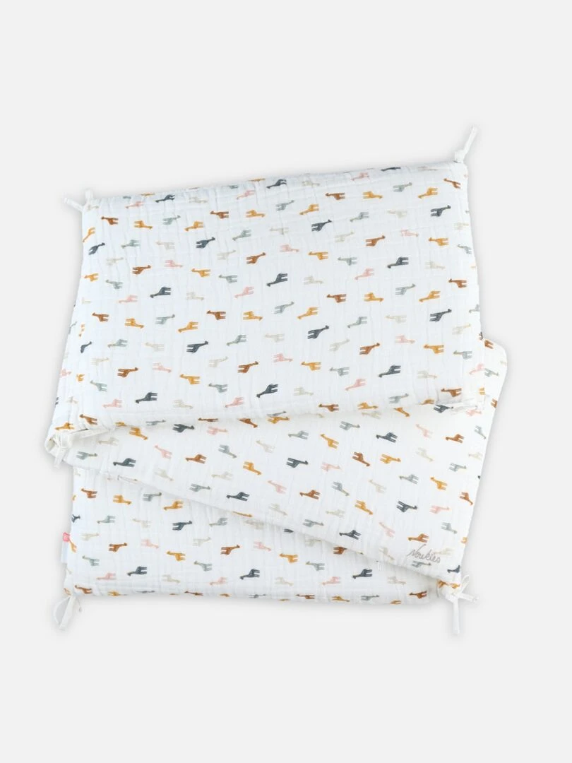 Tour de lit respirant imprimé girafes mousseline BIO Blanc