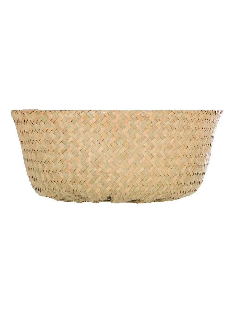 Panier tressé seagrass pli pompons Beige