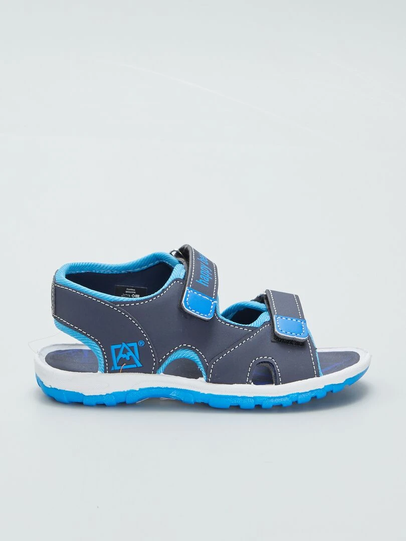 Sandales bicolores à scratchs Bleu/noir