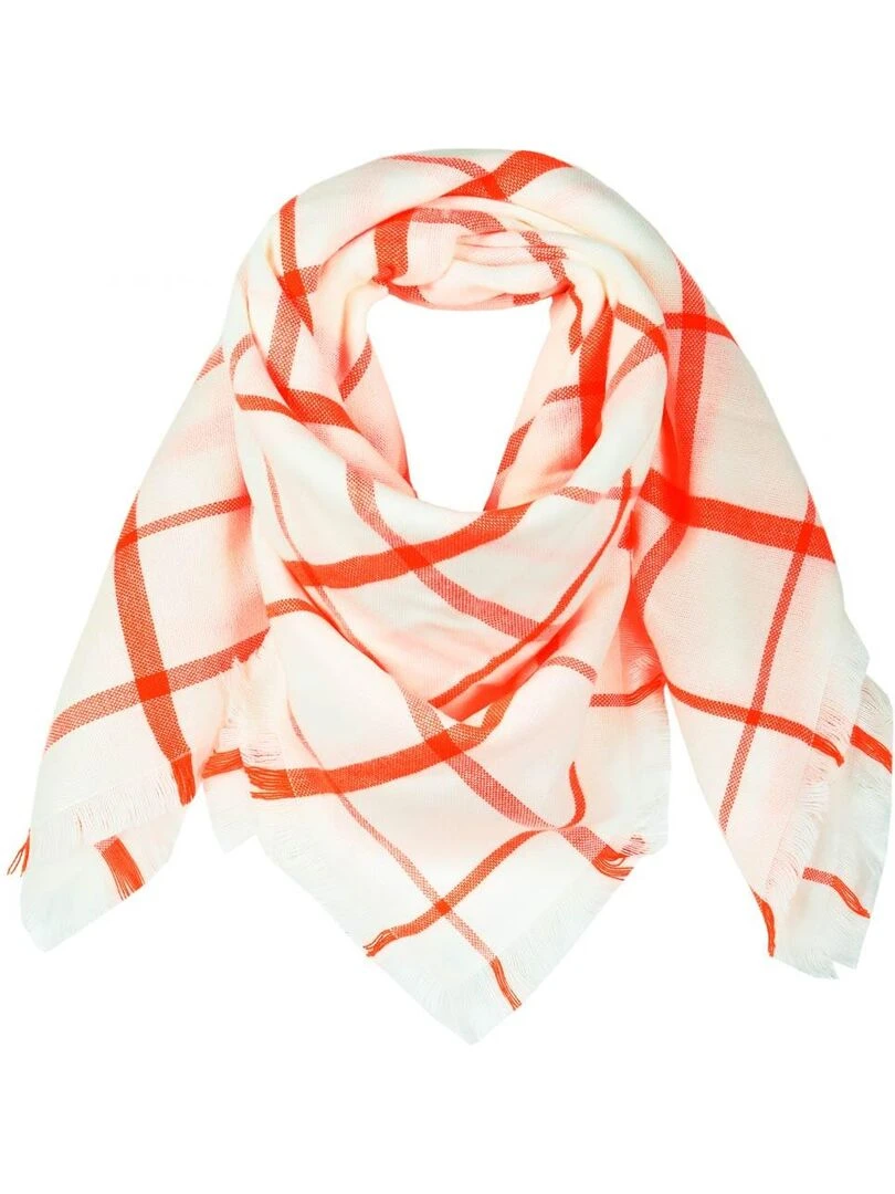 Echarpe carrée Quadrille Fabriqué en France Orange