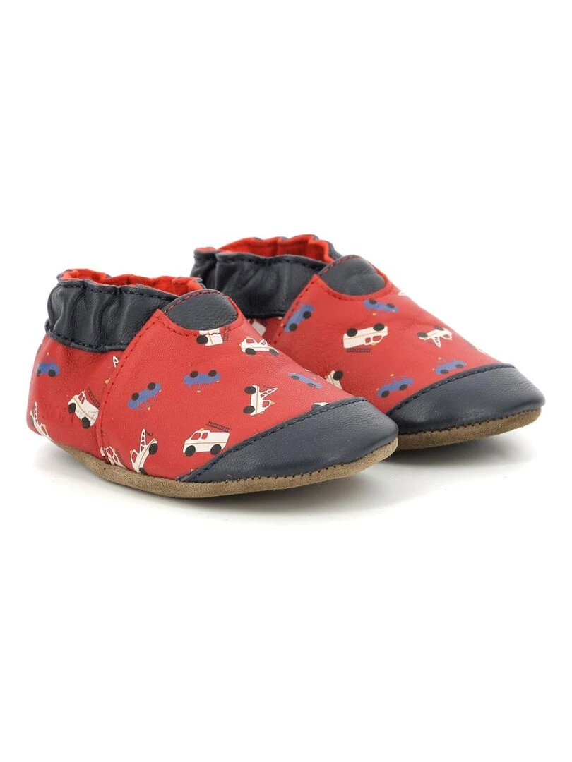 Chaussons Cuir Super Cars Rouge