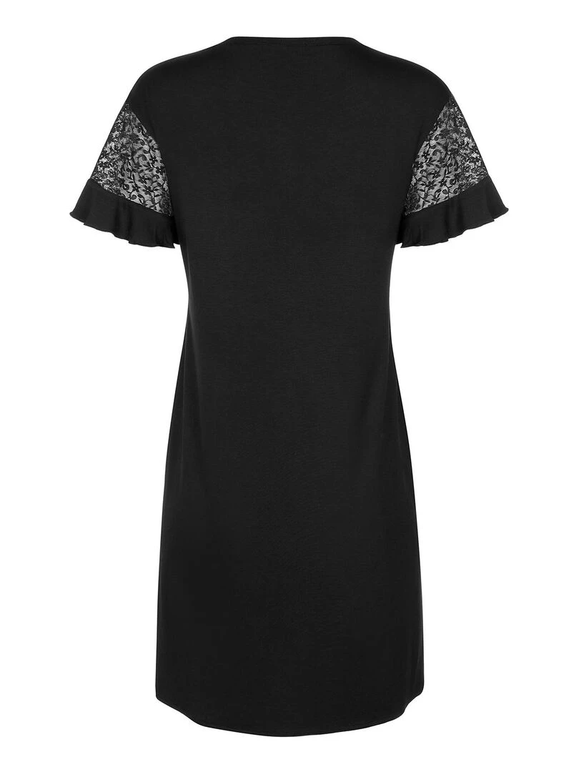 Chemise de nuit manches courtes Smooth   Noir