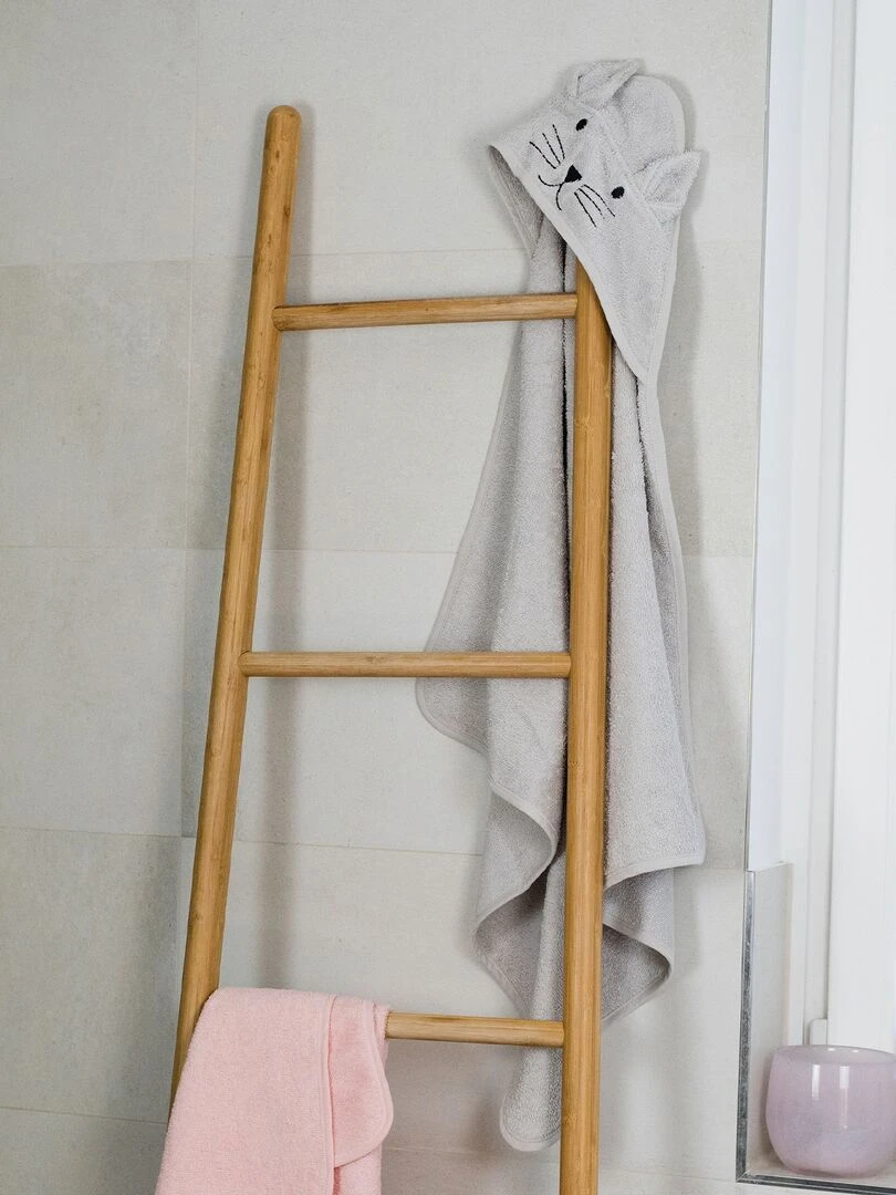 Cape de bain chat en coton   Gris