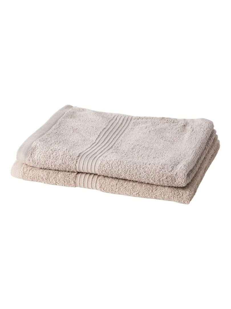 Lot de 2 serviettes de toilette coton uni ESSENTIAL Beige