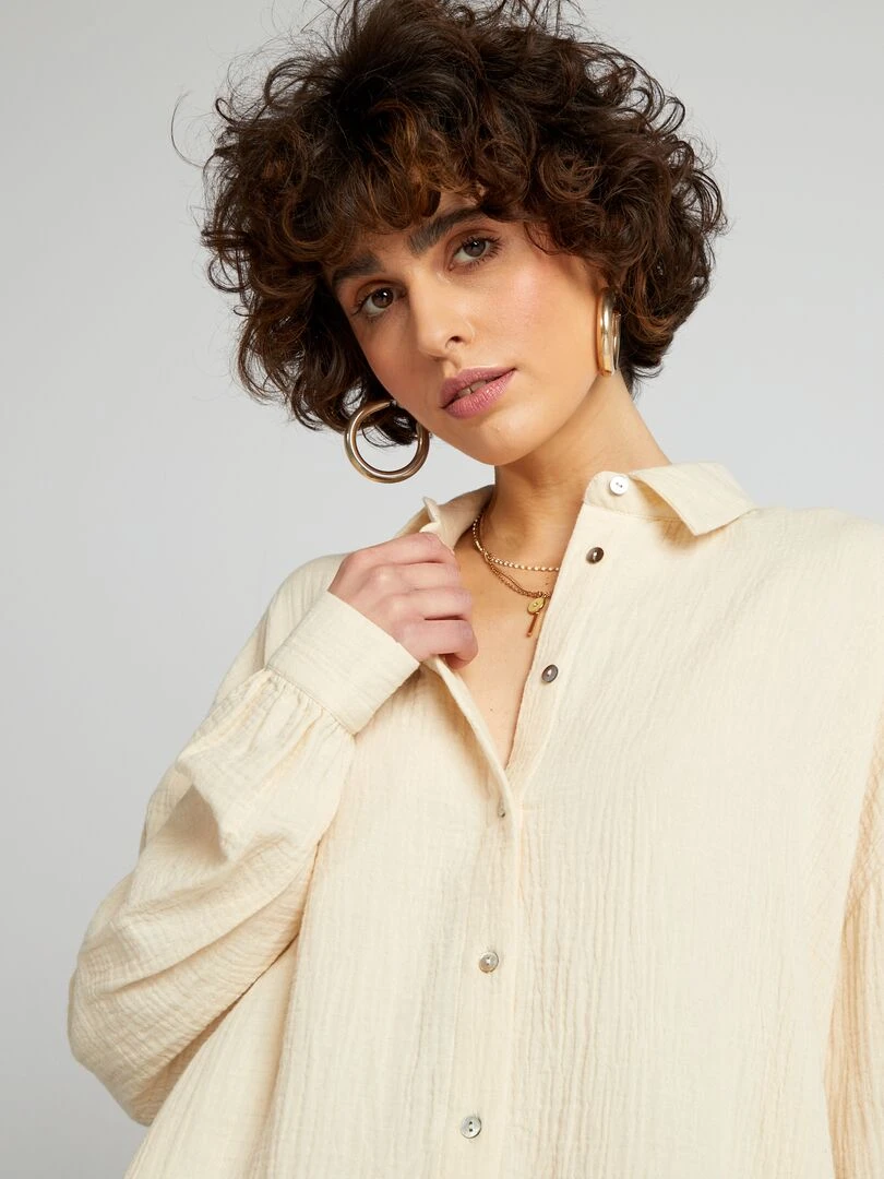 Chemise oversize en gaze de coton Beige