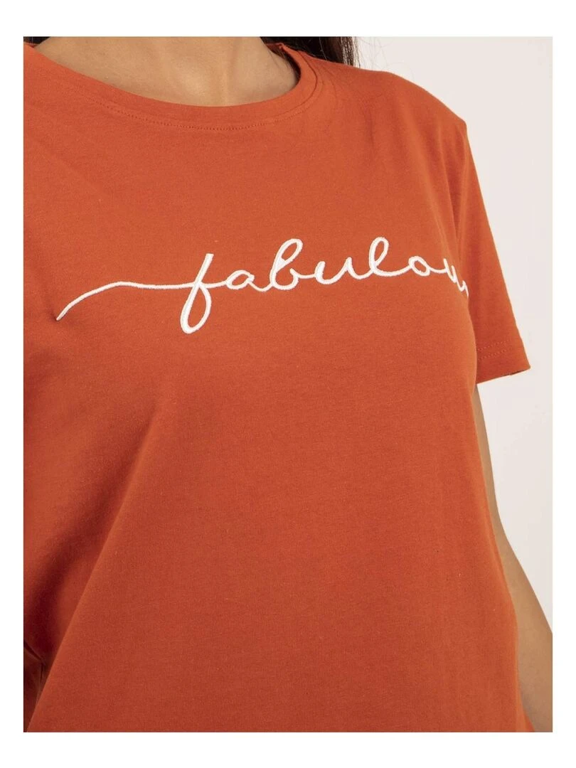 T shirt col rond message FIORELLI   Rouge brique