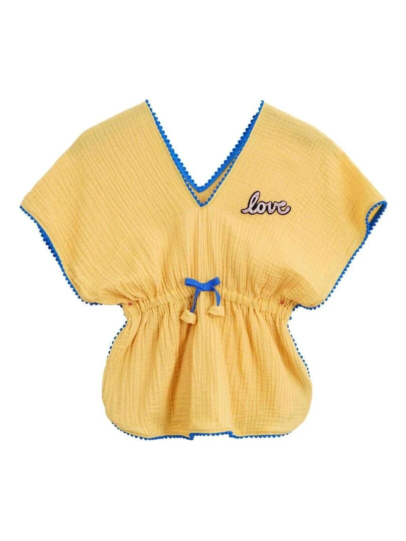 de plage   Tunique + short  /   LOVE   'LA FAUTE A VOLTAIRE'   Jaune