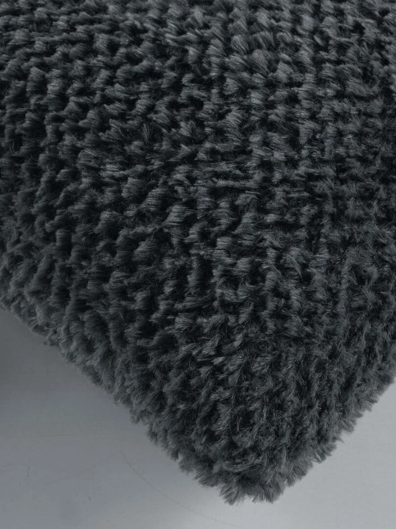 Housse de coussin imitation fourrure   gris anthracite