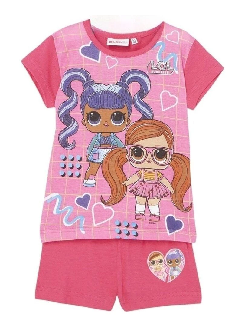 Lol Surprise Ensemble T shirt short fille Imprimé Lol Surprise Rose