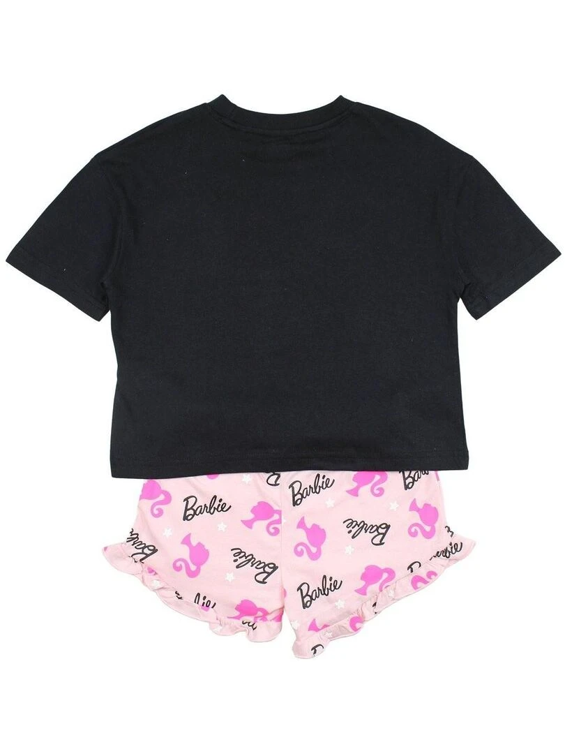 Barbie Ensemble T shirt short fille Imprimé Barbie Noir