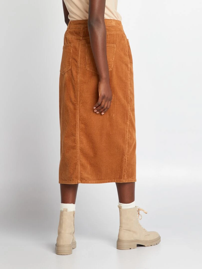 Jupe longue en velours   Marron