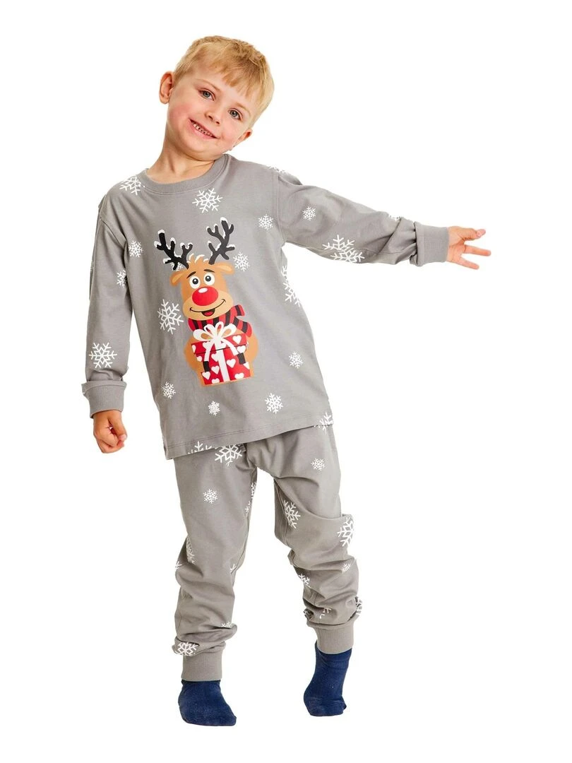 Pyjama de Noël "Rudolph" junior 100% coton BIO Gris