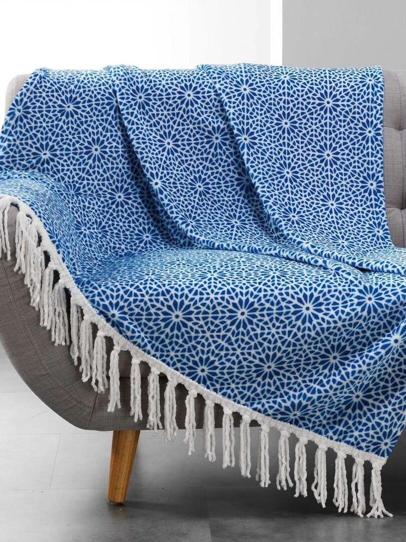 Plaid Couverture à franges Collection Tunis gris anthracite