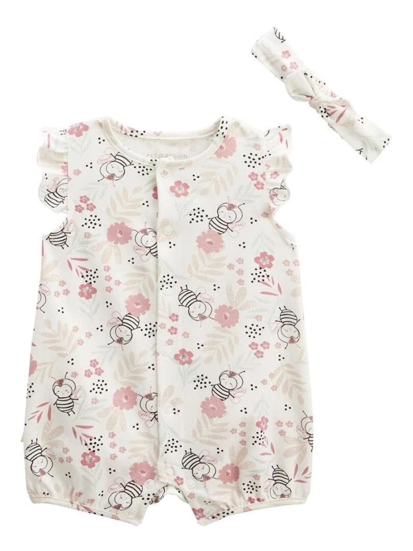 Combishort bébé + bandeau Mya Ecru