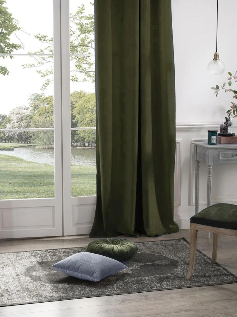 Rideau en velours occultant Vert foncé