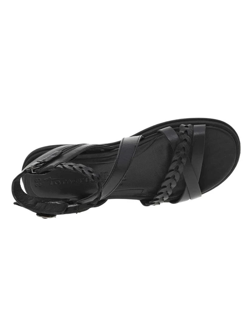 TAMARIS   Nu pieds cuir talon semi compensée   Noir