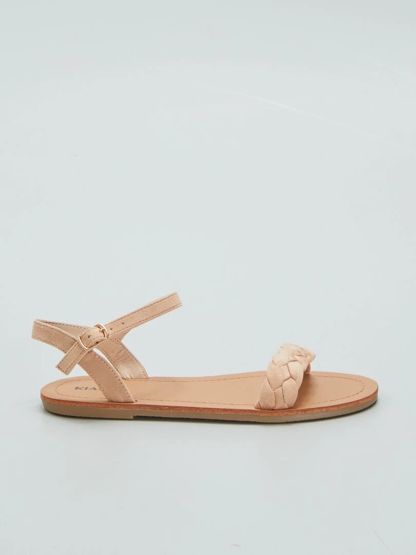Sandales avec brides tressées Rose