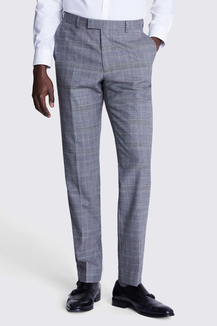 Tailored Fit Grey Check Performance Trousers Buy Online at Moss