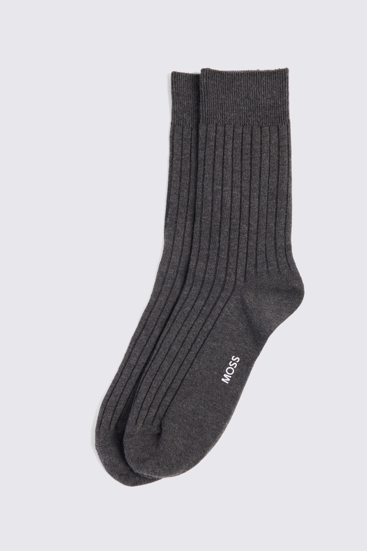 Charcoal Melange Ribbed Socks Buy Online at Moss