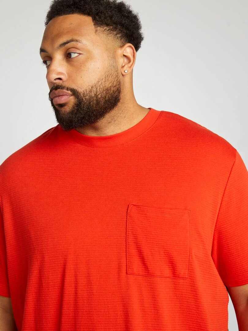 T shirt texturé uni   Rouge