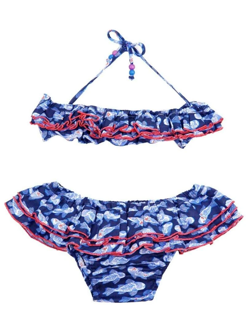Maillot de Bain 2 Pièces Fille Poisson Khoi Marine SWAN 'LA FAUTE A VOLTAIRE' Bleu
