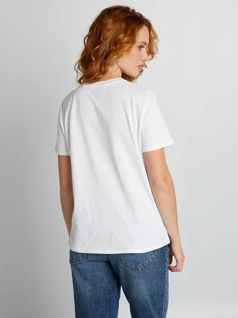 T shirt en jersey imprimé   Blanc 'visage'