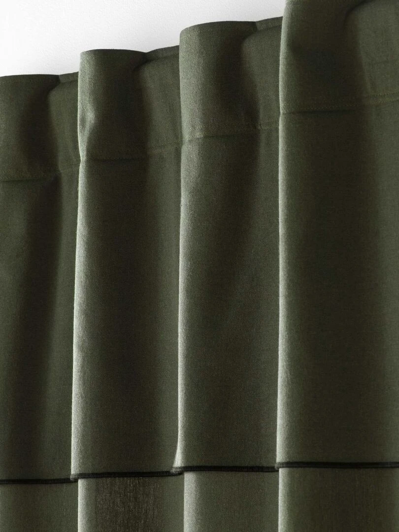 Rideau voilage surfilé passants cachés   Vert olive