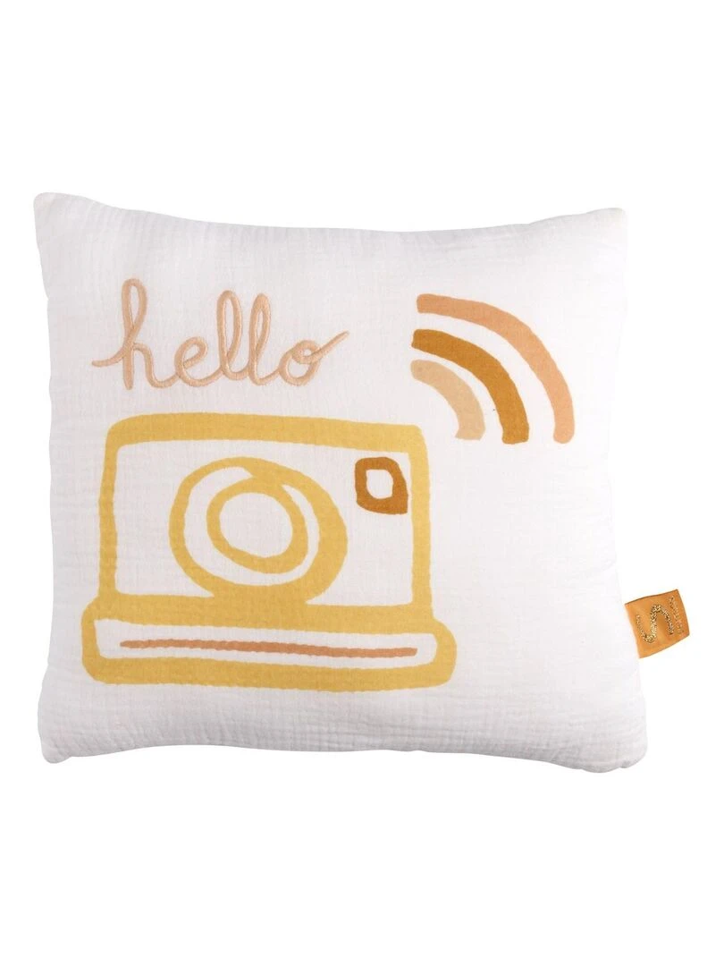 Coussin déco carré 25x25cm en coton blanc SAUTHON Blanc