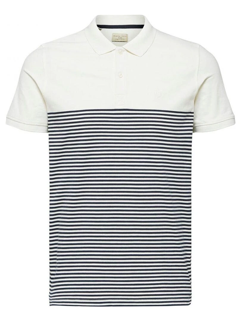 Polo manches courtes à rayures ARO Selected   Blanc Blanc