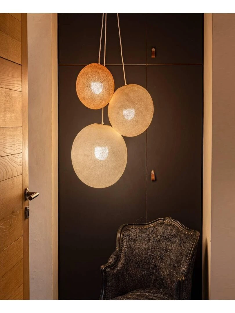 Suspension 3 globes   Vieux rose