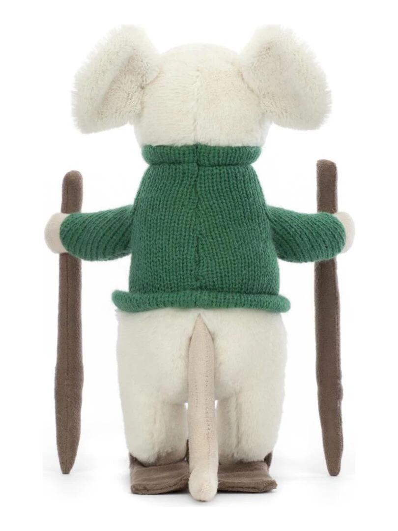 Peluche Merry Mouse Skiing   Dimensions : L : 15 cm x  l : 12 cm x  h : 20 cm   Blanc