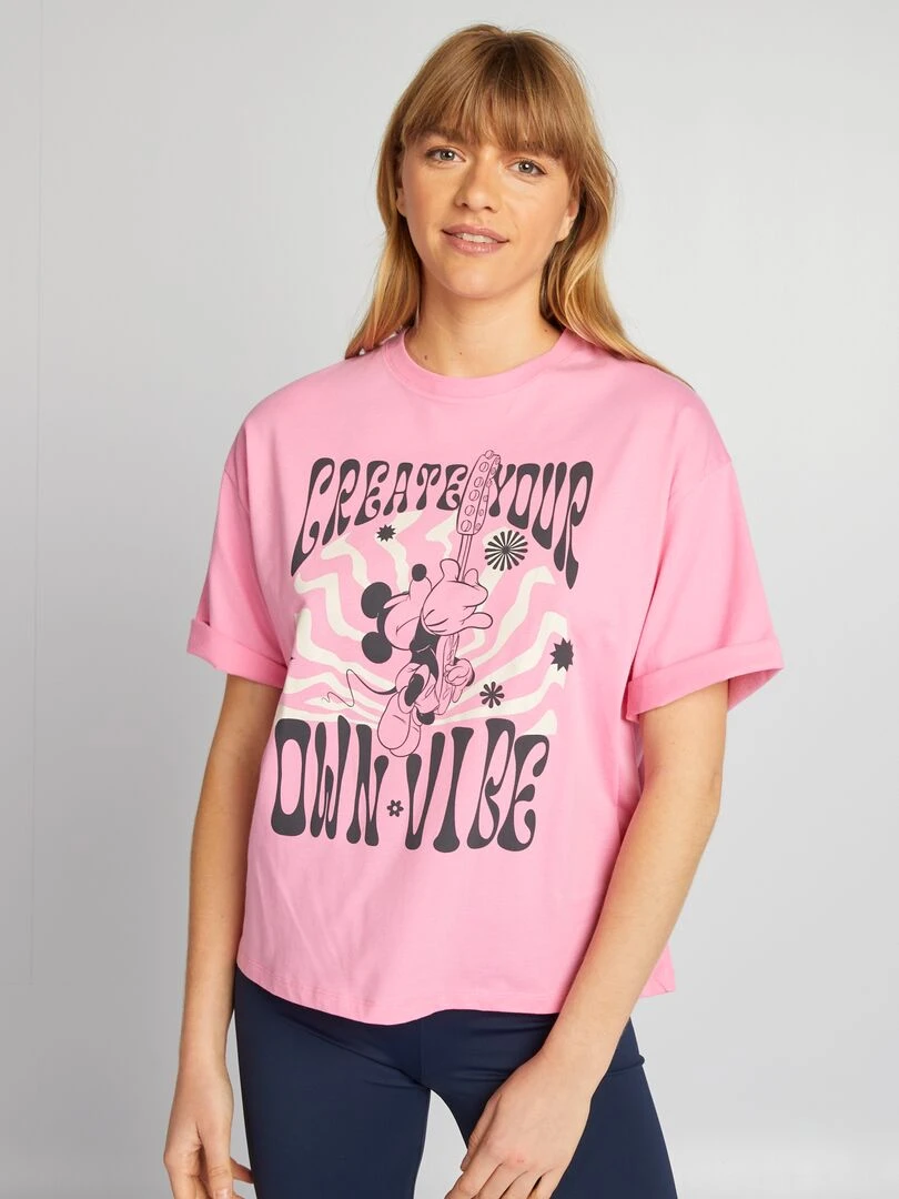 T shirt oversize style hippie 'Mickey' de 'Disney' Rose