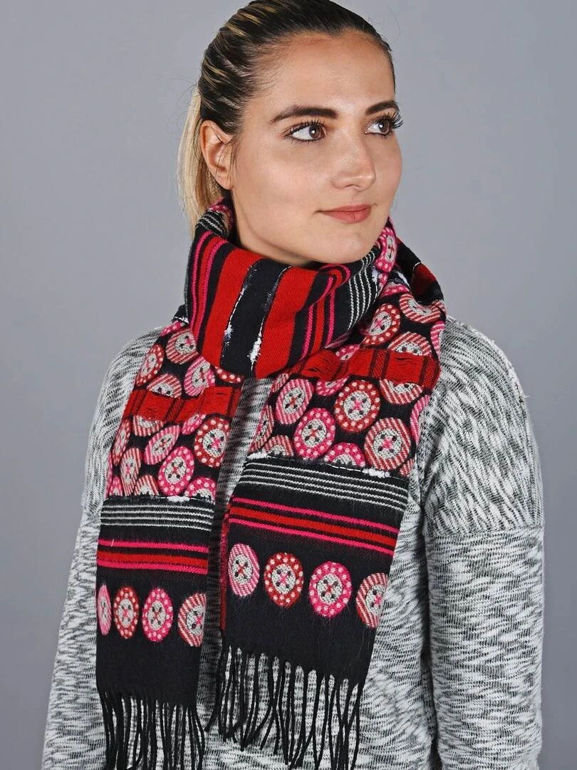 Echarpe Boutons Fabriqué en France Rouge