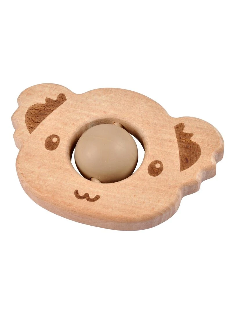 Jouet d'éveil en bois avec boule en silicone Marron foncé