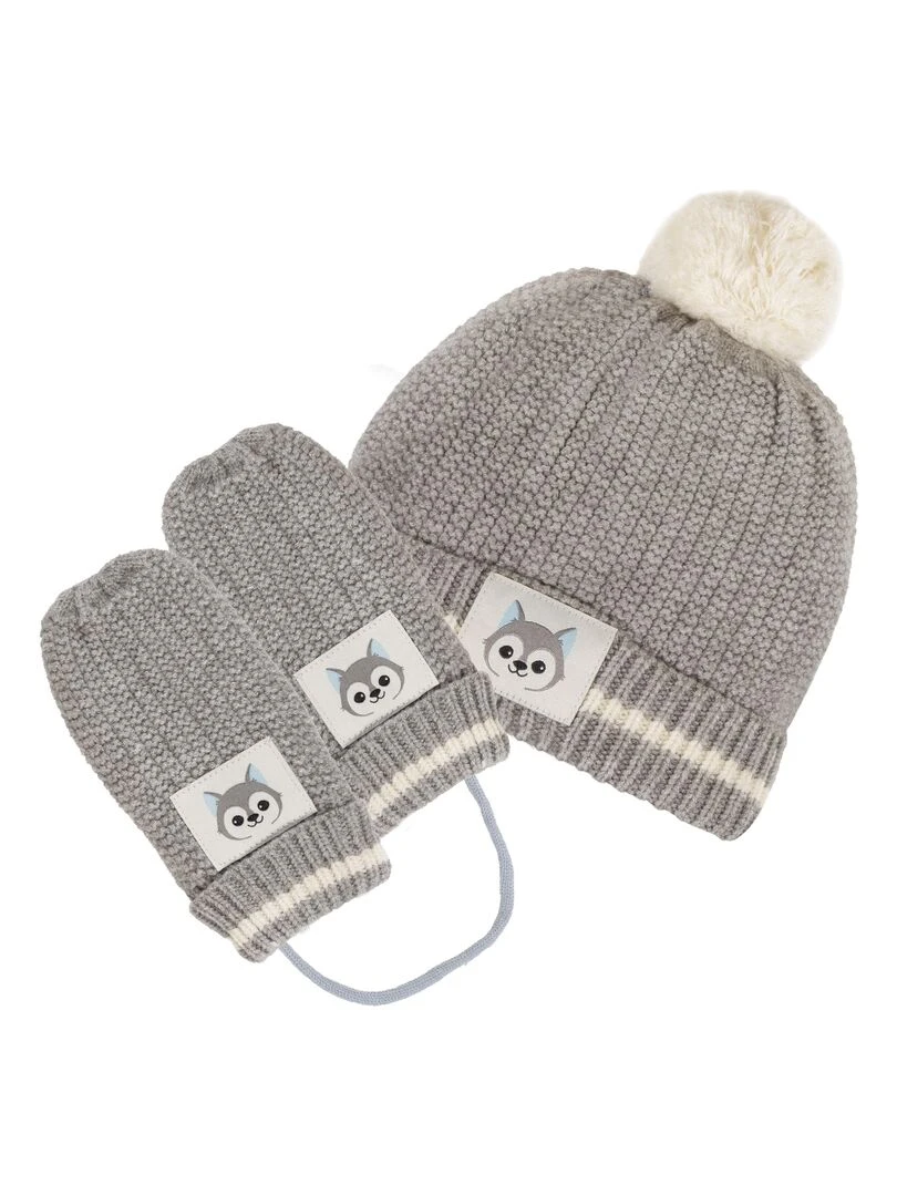 Moufles maille Enfant 2/4 ans Gris loup Soft Touch Gris