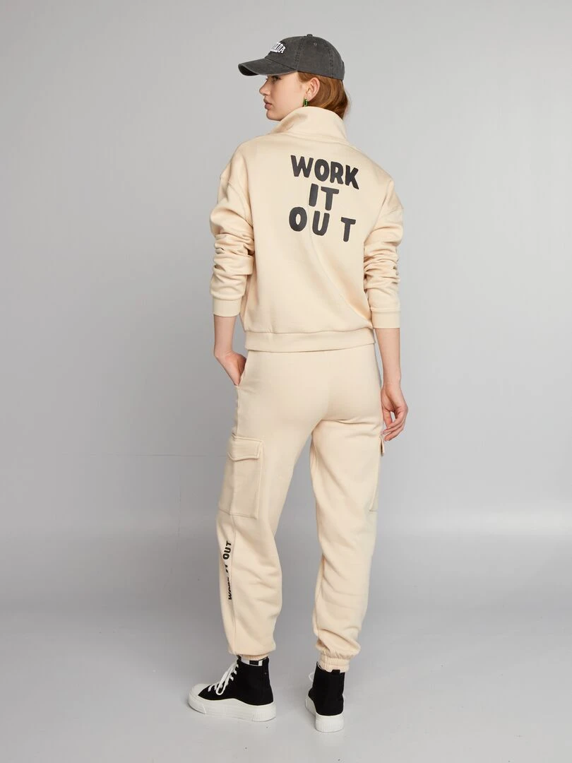 Sweat camionneur en molleton Beige