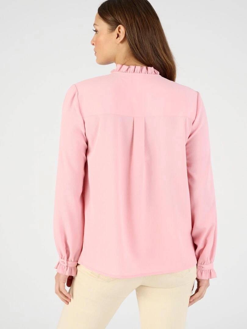 Chemisier crêpe à volants   Damart   Rose