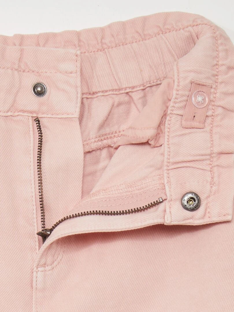 Jean paper bag à taille haute   Rose