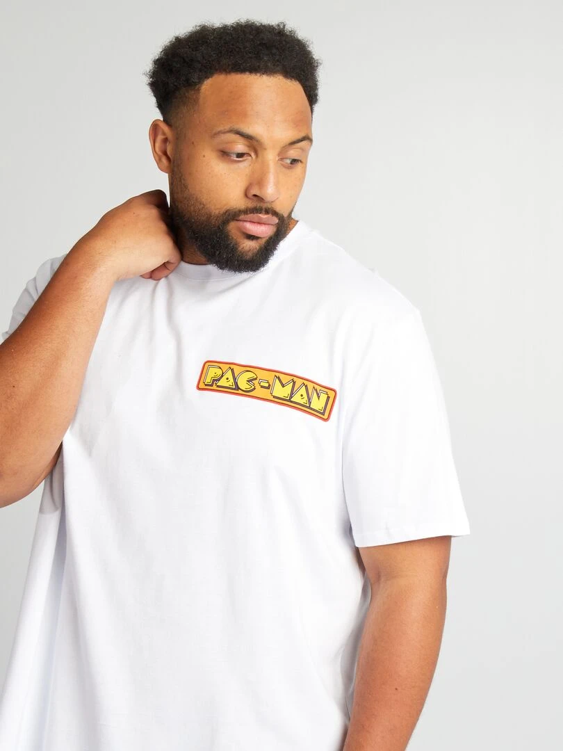 Tee shirt 'Pac Man' à col rond blanc