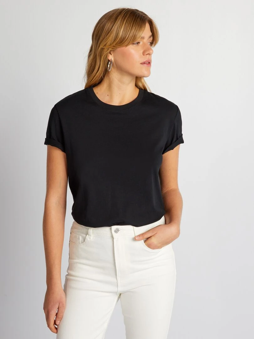 T shirt uni en jersey noir