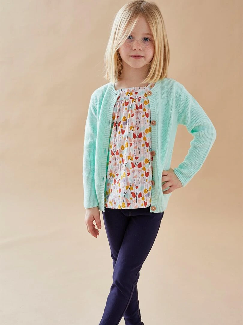 Cardigan en tricot côtelé bio Noukie's Bleu